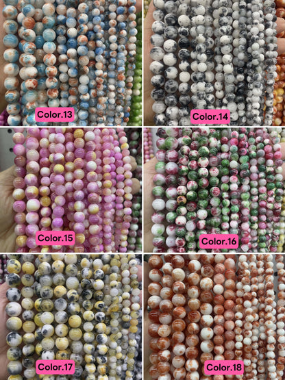 Rainbow Jade smooth round loose beads