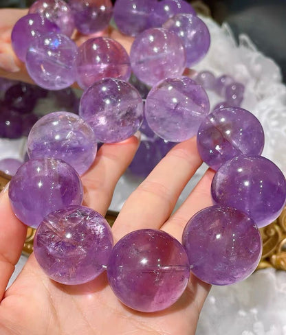 28MM Lavender Purple Amethyst Quartz Crystal bracelet