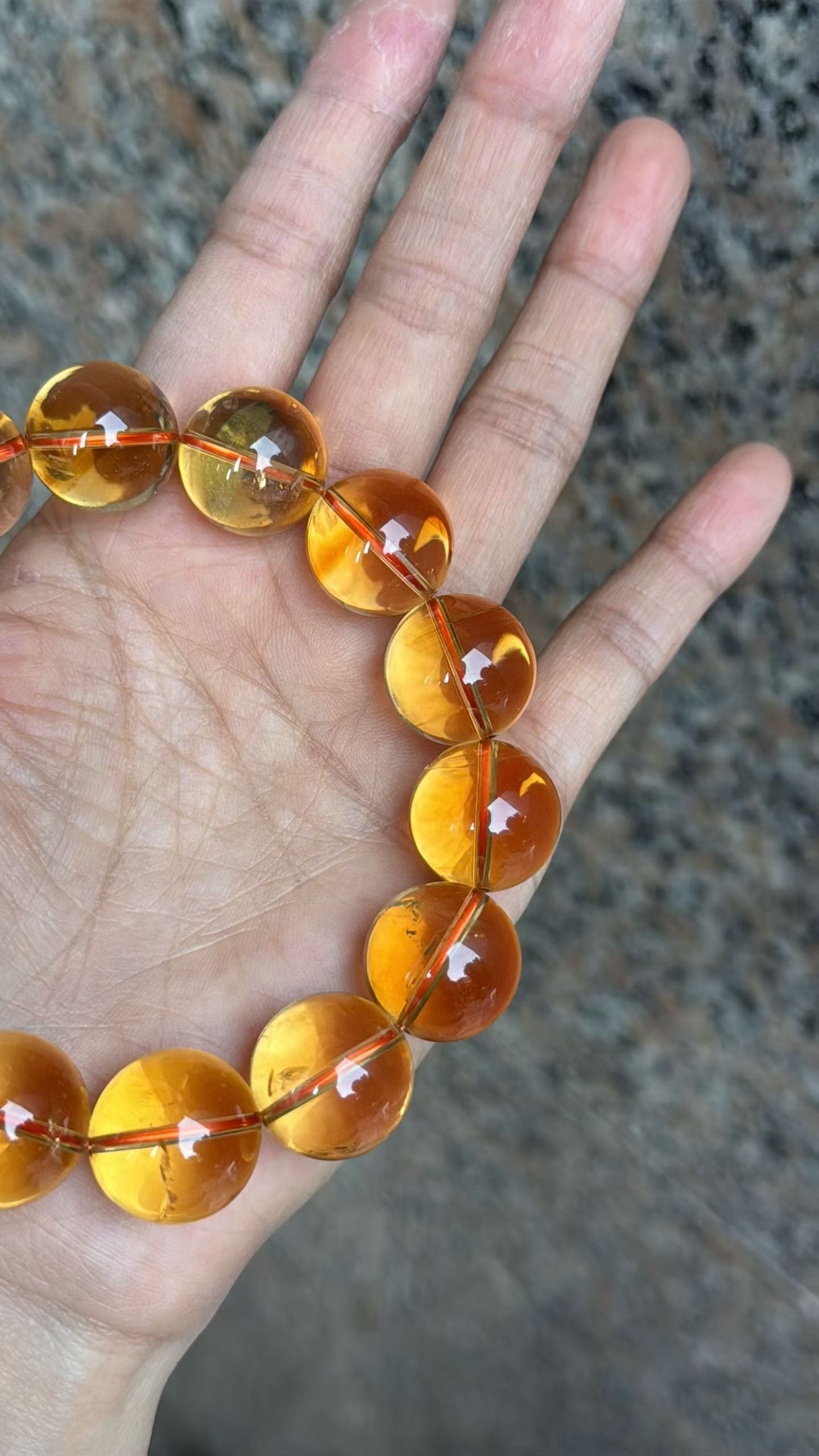 Natural Citrine yellow Citrine Quartz Crystal beads bracelet 17mm