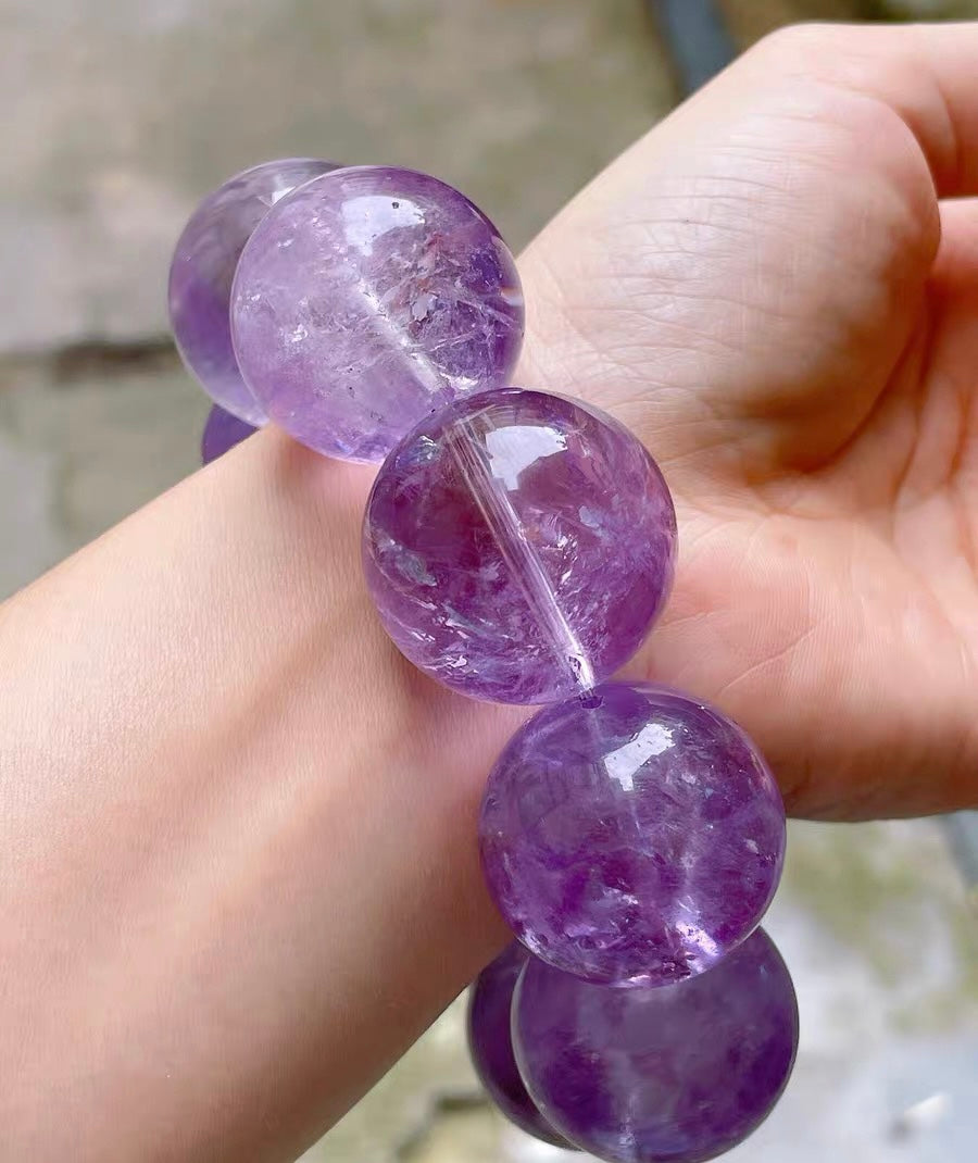25MM Lavender Purple Amethyst Quartz Crystal bracelet