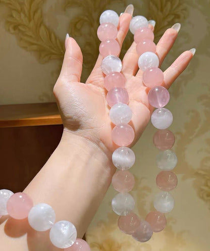 Pink Rose quartz Crystal and white phantom quartz Crystal necklace
