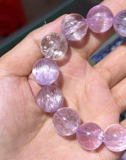 Natural Real purple kunzite beaded bracelet 14.8mm