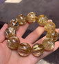 Natural Genuine Golden Rutile Quartz Crystal beads bracelet
