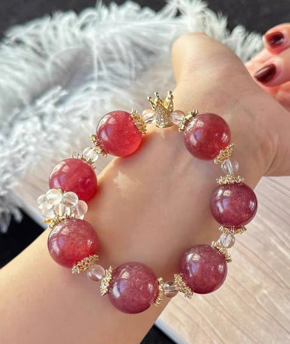 18mm Natural Red strawberry Quartz Crystal beads bracelet