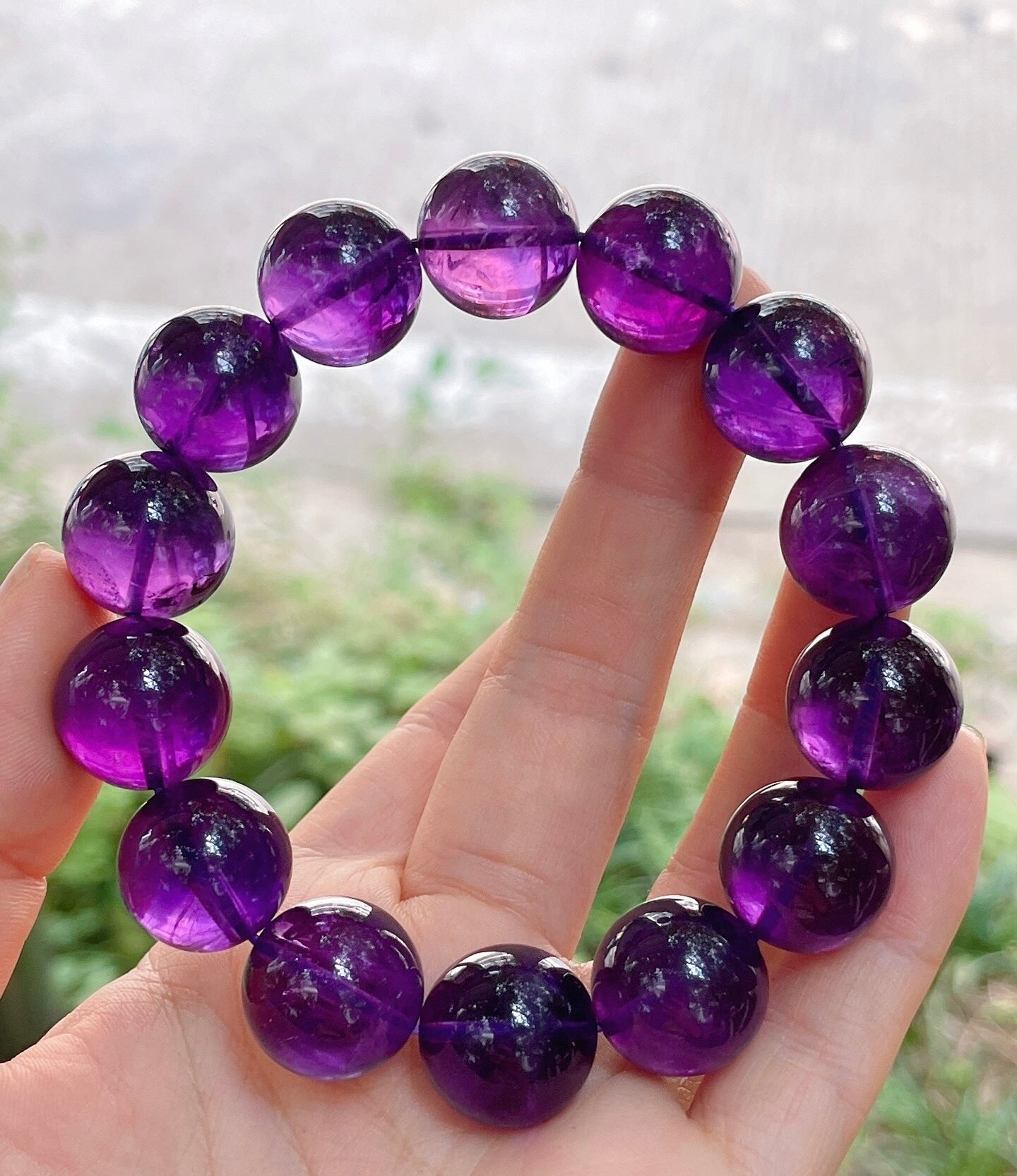 15MM Purple Amethyst Quartz Crystal bracelet