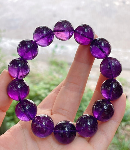 15MM Purple Amethyst Quartz Crystal bracelet