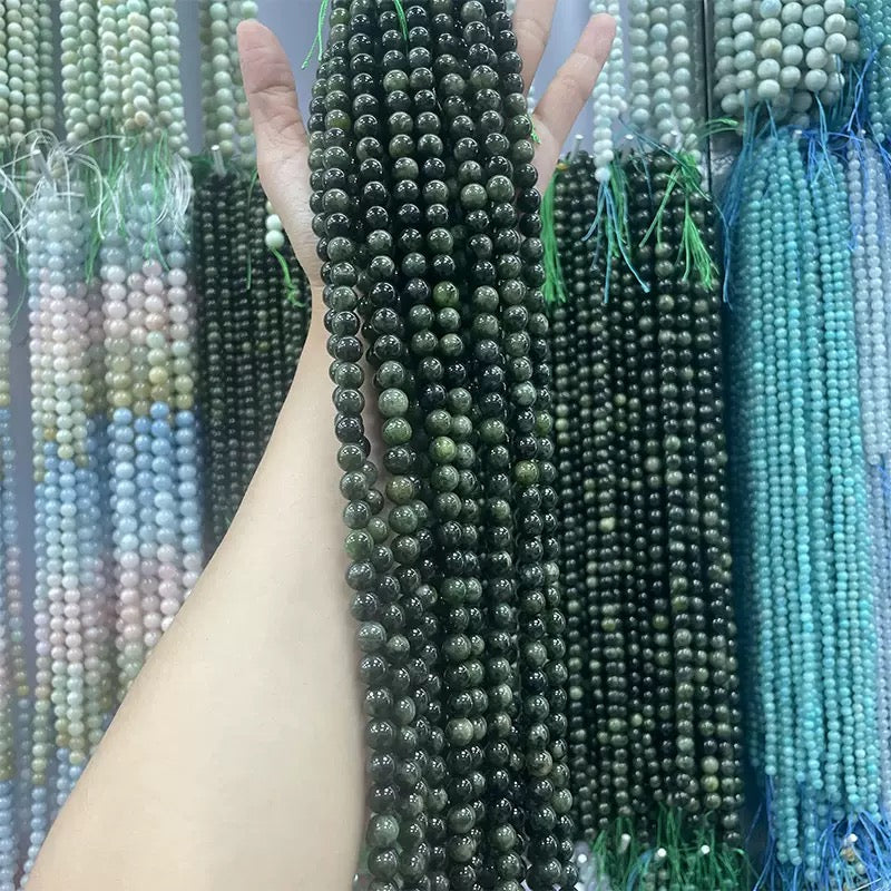 Natural Green diopside chrome round loose beads