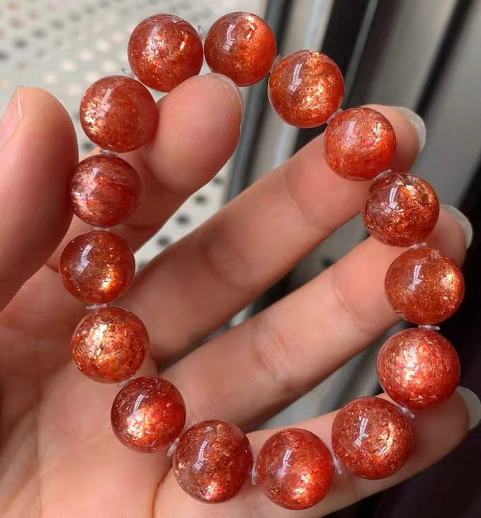 12mm Natural Golden Sunstone beaded bracelet
