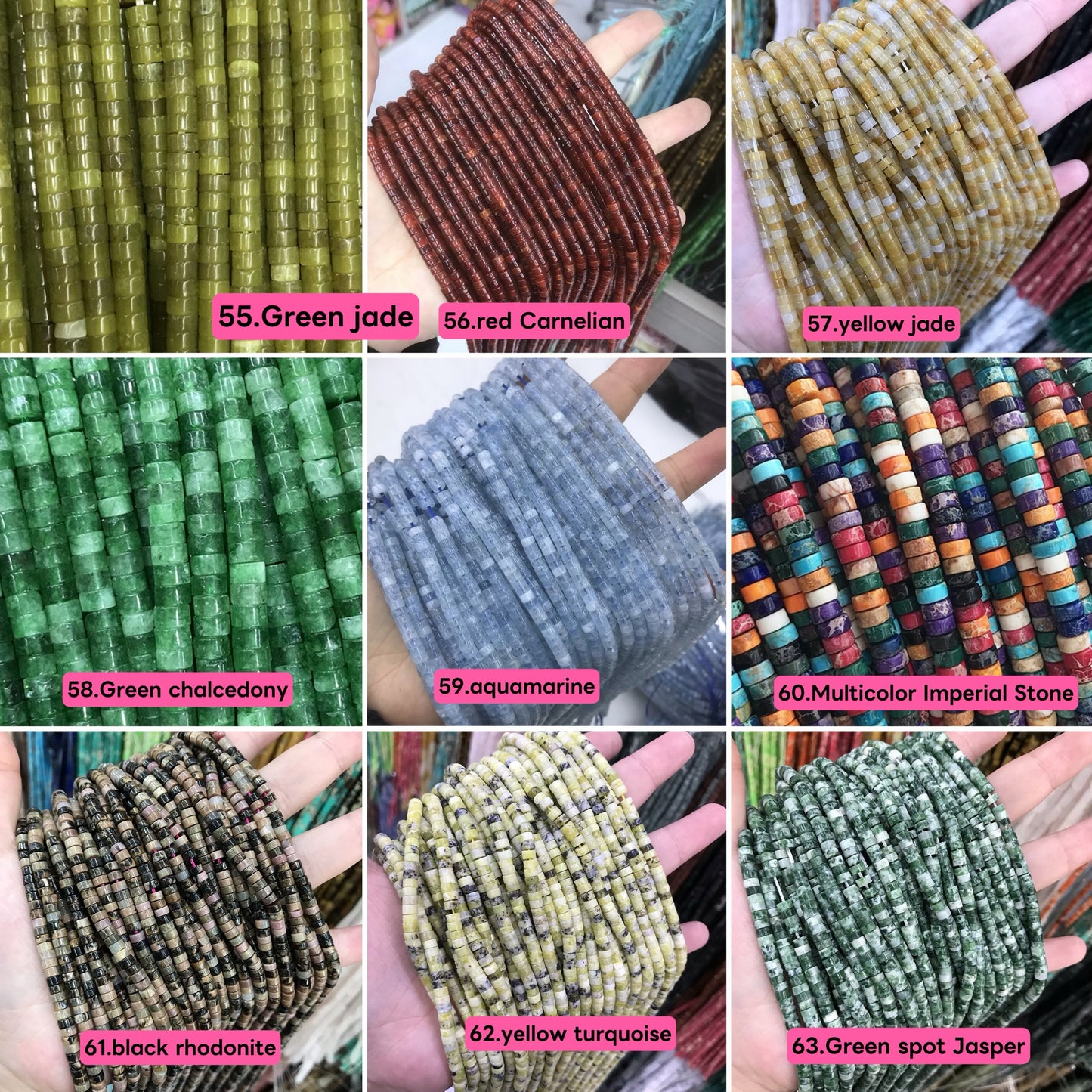 Natural heishi stone 2*4mm spacers,disc beads,spacers, loose beads for bracelets,necklaces,and jewelry accessories