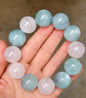 19mm Natural aquamarine and white phantom quartz Crystal beads bracelet