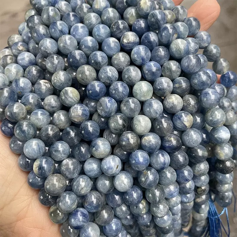 Natural blue Kyanite smooth round loose beads wholesale