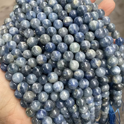 Natural blue Kyanite smooth round loose beads wholesale