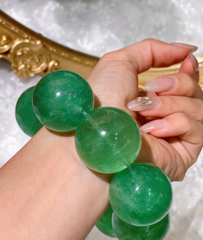 Natural Green fluorite beads bracelet 30mm