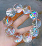 23mm Natural Rainbow White ASai Rock Quartz Crystal beaded bracelet