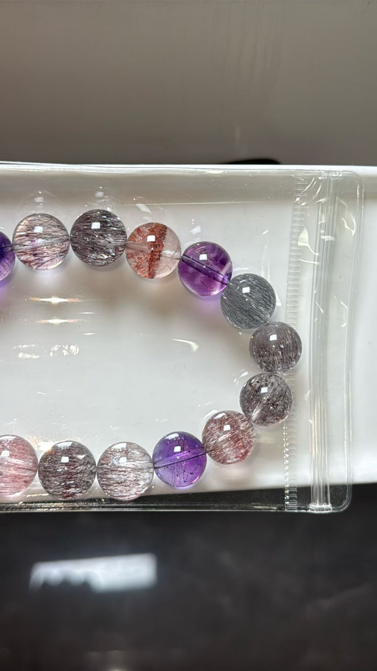 Natural Multicolor super seven Rutilated Quartz Crystal beads bracelet 12mm