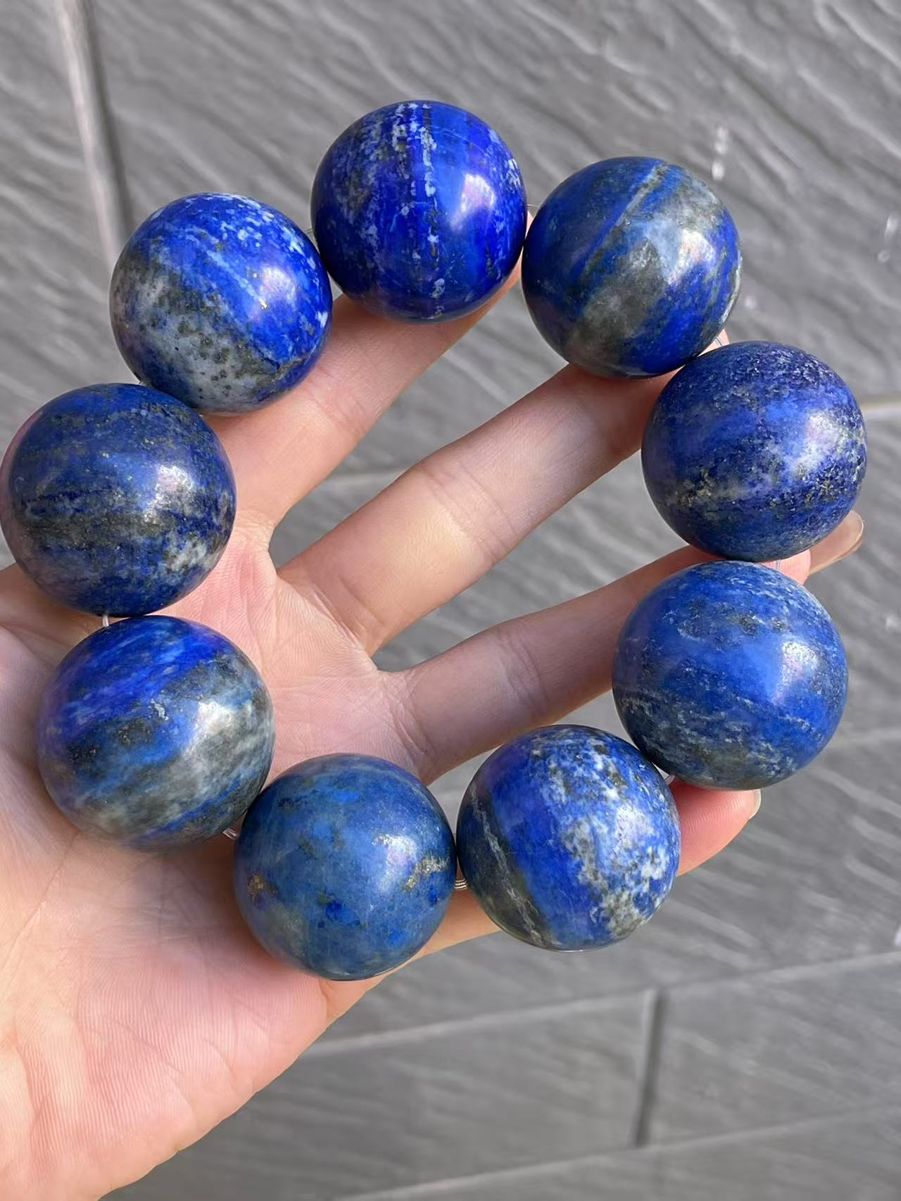 28mm Natural Lapis Lazuli beaded bracelet