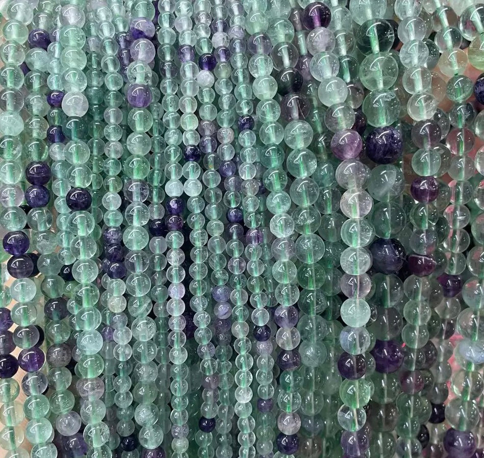 Natural Rainbow fluorite smooth round loose beads