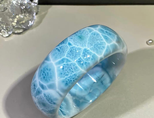 Natural blue Larimar bangle,64mm bangle