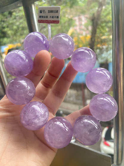 Natural lavender Amethyst Quartz Crystal beads bracelet,25mm