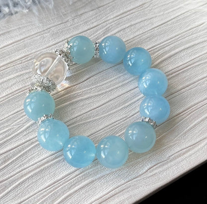 Natural Aquamarine blue beaded bracelet