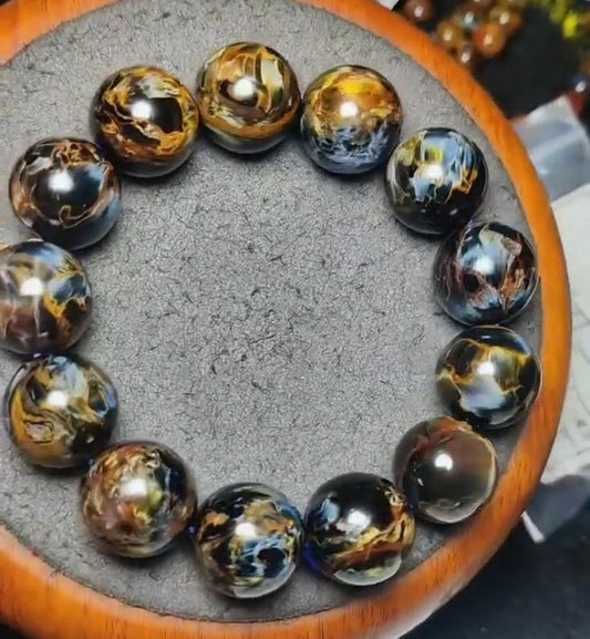 17MM Natural Blue Brown Pietersite Beaded bracelet