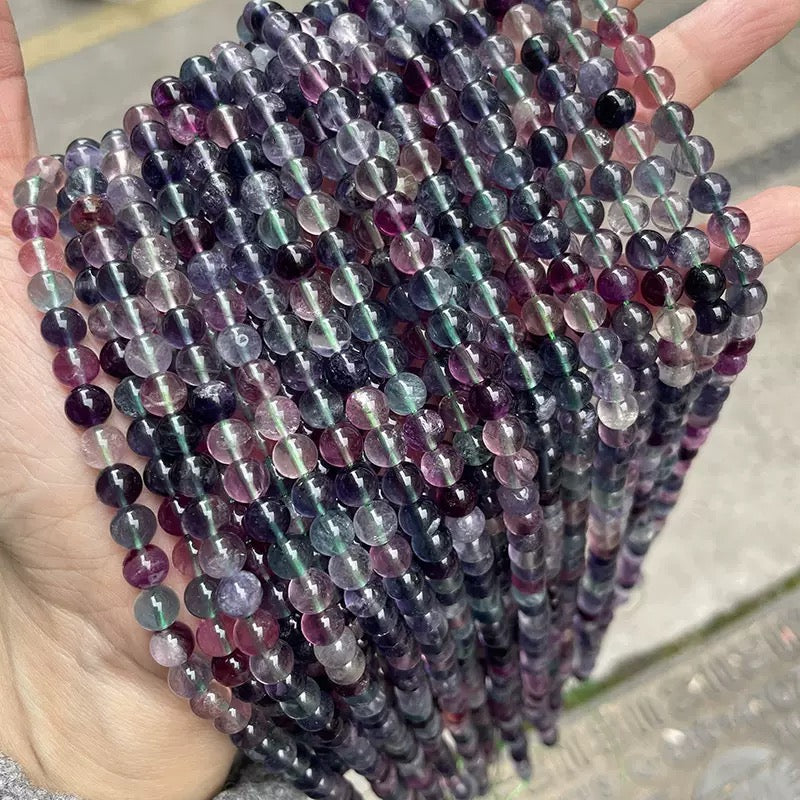 Natural purple fluorite loose beads wholesale