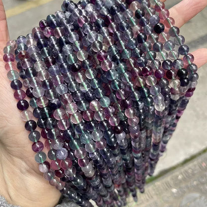 Natural purple fluorite loose beads wholesale
