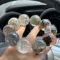 26mm natural Genuine phantom Rabbit hair Rutilated Quartz Crystal beads bracelet