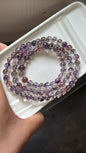 6.8mm Natural Super seven crystal Rutilated Quartz beads bracelet,3 laps bracelet