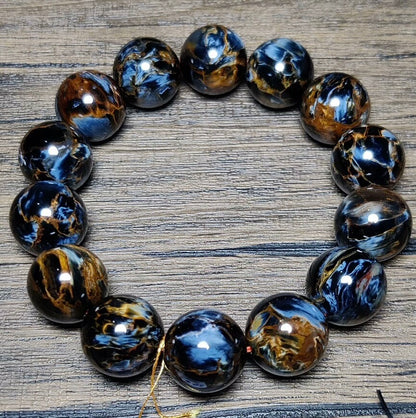 Natural blue brown pietersite beads bracelet 16mm