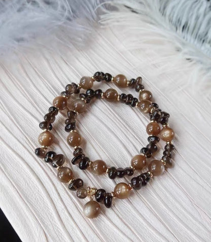 Natural Black Golden sunstone beads bracelet 8mm