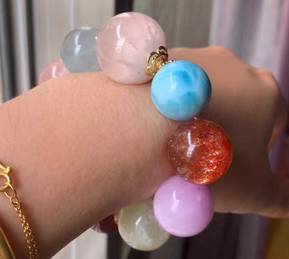 19MM Natural Mixed Gemstone Crystal bracelet