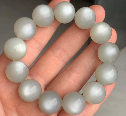 15MM Natural Silver White moonstone beaded bracelet