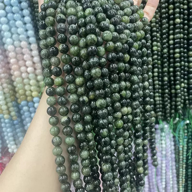 Natural Green diopside chrome round loose beads