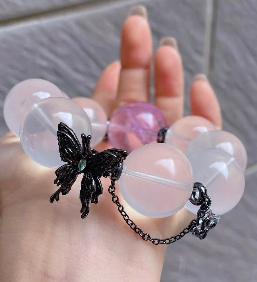 Natural Rock Quartz Crystal and Amethyst Quartz Crystal beaded bracelet,19mm