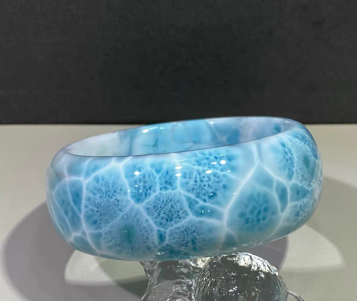 Natural blue Larimar bangle,64mm bangle