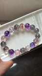 Natural Multicolor super seven Rutilated Quartz Crystal beads bracelet 12mm