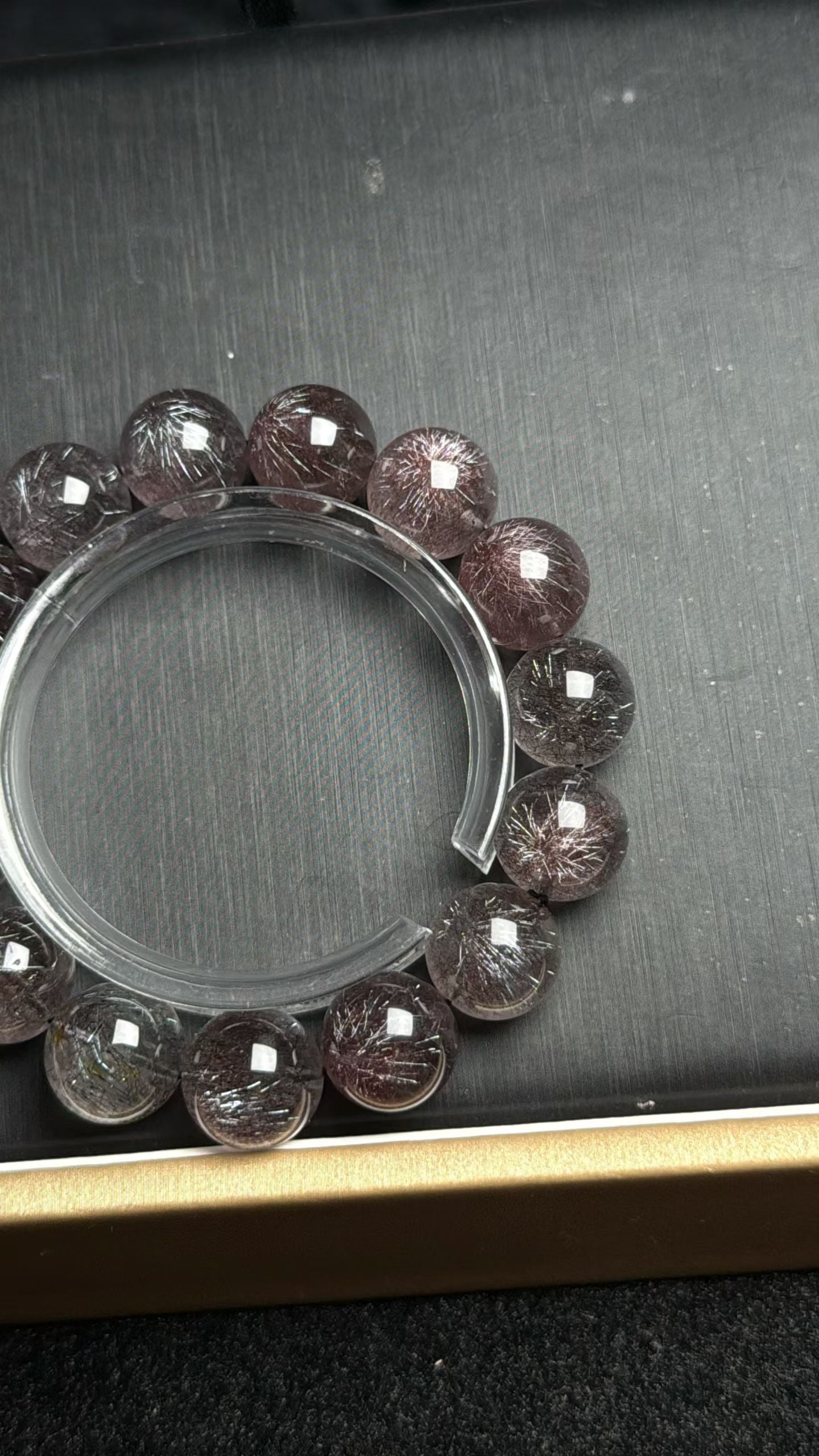 14mm Natural Black Super seven Rutilated Quartz Crystal beaded bracelet,super 7 crystal