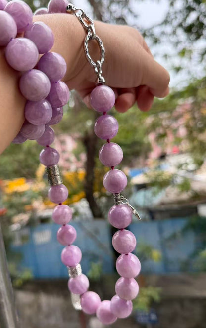 Natural Kunzite beaded necklace,17mm