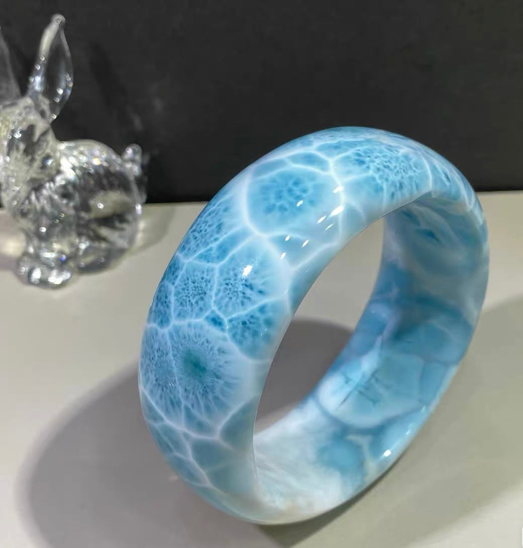 Natural blue Larimar bangle,64mm bangle