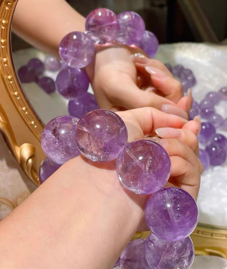 28MM Lavender Purple Amethyst Quartz Crystal bracelet