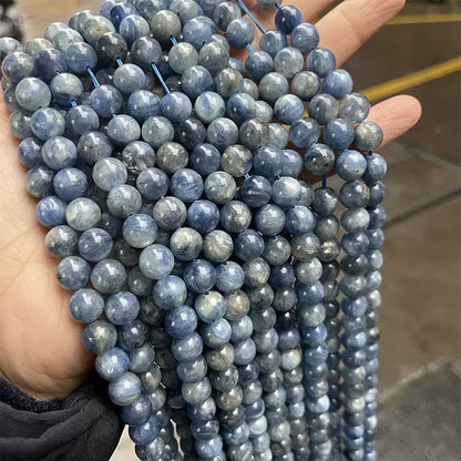 Natural blue Kyanite smooth round loose beads wholesale
