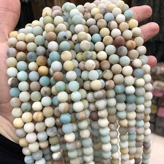 Natural Amazonite frosted loose round beads