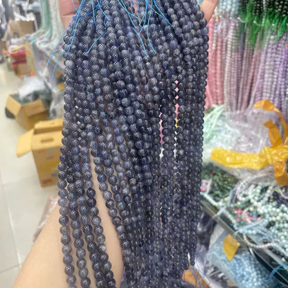Natural iolite round loose beads wholesale,Purple iolite beads