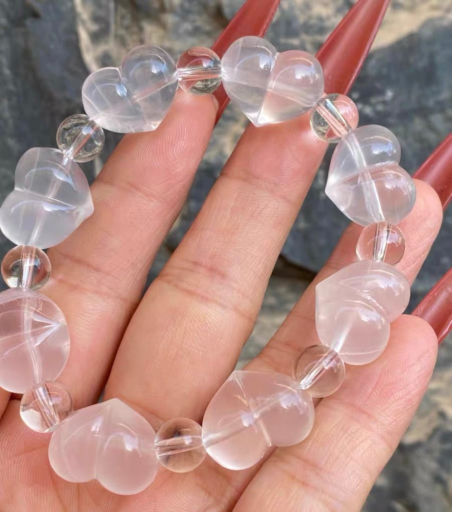 Natural fluorite heart beads bracelet