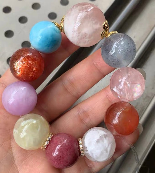 19MM Natural Mixed Gemstone Crystal bracelet