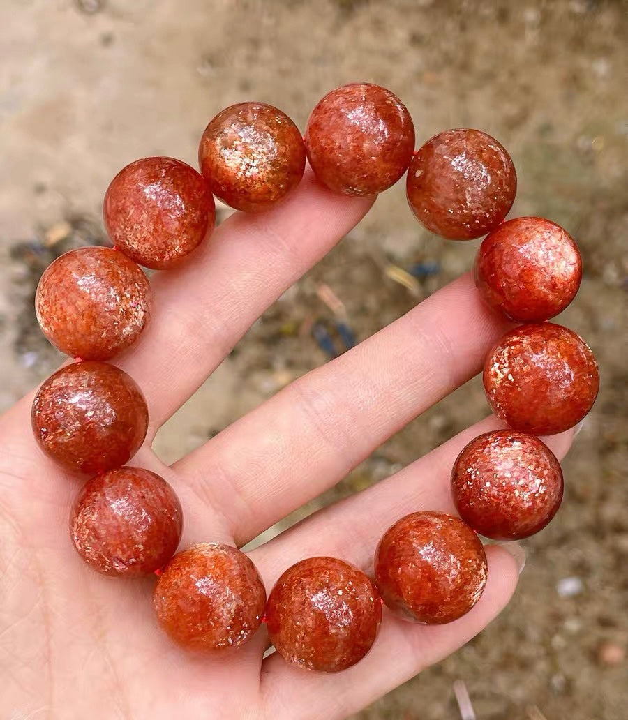 17mm Natural Golden Sunstone beaded bracelet