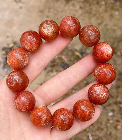 17mm Natural Golden Sunstone beaded bracelet