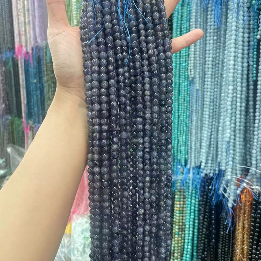 Natural iolite round loose beads wholesale,Purple iolite beads