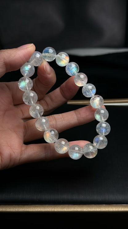 Natural Rainbow Flashlight moonstone beads bracelet 10.8mm